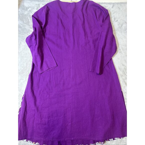 Ashro Women’s XXL Linen Blend Dashiki Tunic Dress Purple Ethnic African Print - Picture 10 of 11